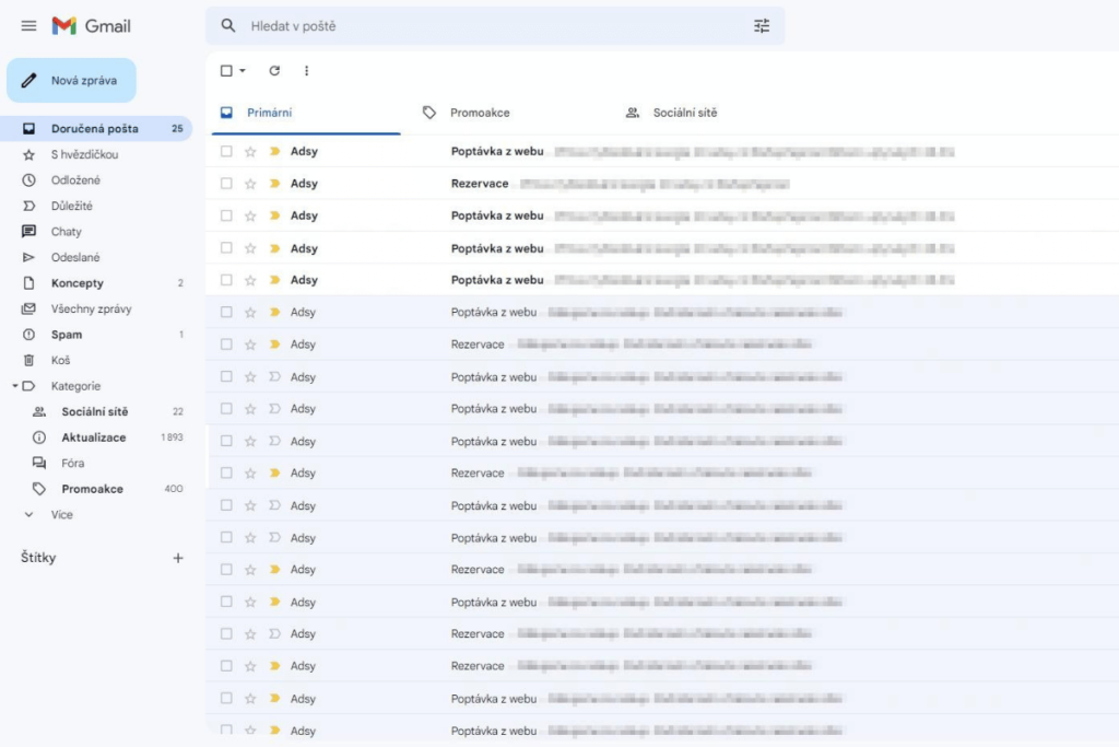 E-mail plný nových poptávek